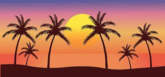 Better than any royalty free or stock photos. Beautiful Orange Sunset Background With Island And Palm Trees Background Summer Vector Background Image For Free Download