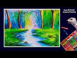 Beautiful Scenery Drawing With Oil Pastels Scenery Drawing Step By Step Youtube Oil Pastel Beautiful Scenery Drawing Oil Pastel Paintings