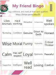Play This Bingo And Mark All The Best Qualities Of Your Best Friend Share Your Result And Tag Them Today Myfriendbingo Friend Bingo Bingo My Friend