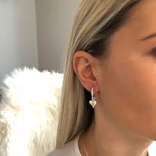 Chunky sterling silver hoop earrings. Silver Chunky Heart On Hoop Earrings Tigerlily Jewellery