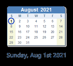 1 *world scout scarf day: August 1 2021 Calendar With Holidays Count Down Usa