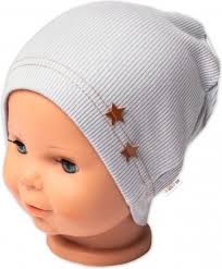 Baby Nellys Rebrovaná čiapka Hviezdičky šedá od 7,53 €