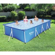 Bestway 157 In X 83 In X 32 In Rectangular Metal Frame Above Ground Swimming Pool 56512e Bw The Home Depot Above Ground Swimming Pools Swimming Pools Best Above Ground Pool