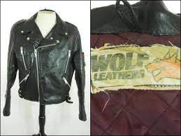 Vintage 80 S British Black Leather Motorcycle Biker Jacket By Wolf Leathers 40 M Vintage Leather Jacket Black Leather Jackets
