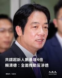大紀元時報-  台國安局27日舉行「70週年局慶大會暨安幹班25期結訓典禮」，台總統賴清德表示，中共是台灣當前最主要的國安威脅，近年利用台灣民主自由的開放環境，吸收台灣民眾，利用黑道幫派、現役、退役軍警發展組織，去年因共諜案起訴人已是2021年的4倍，國安局要堅定  ...