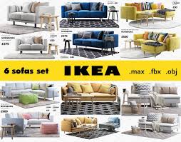 6 Sofa Set 3d Model Sofa Set Ikea Sofa