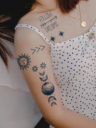 1 Folha De Adesivo De Tatuagem De Lua De Sol Shein Brasil
