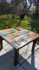 Patio Table Made From Reclaimed Pallet Wood Backyard Patio Furniture Wood Patio Table Wood Pallets