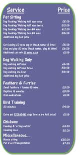 Average cost of a pet sitter per day: Price List Animal House