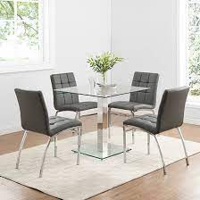 Hartley Glass Bistro Table With 4 Grey