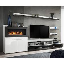 Behind the tempered glass front, doors with soft close hinges are adjustable shelves. Bmf Camino Wall Unit 290cm Wide Tv Stand Shelves Sideboard Bio Fireplace Drawers Doors High Gloss Banburymodernfurniture Co Uk
