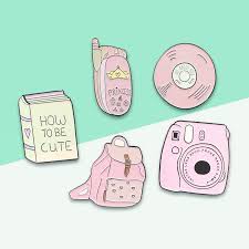 4k digital camera vlogging camera 48mp full hd video camera with wifi, flip screen camera with 16x digital zoom and 3.0 inch flip screen, vlog camera for youtube (32gb micro card) kidscam $116.99 $ 116. Cartoon Lovely Brooches Pink Polaroid Camera Cd Backpack Cute Book Telephone Mobile Phone Lapel Pins For Unisex Jewellery Gift Brooches Aliexpress