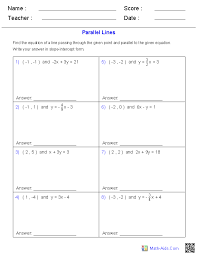 Algebra 1 final exam review spring semester material by. Geometry Worksheets Parallel And Perpendicular Lines Worksheets