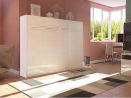 Schrankbett 140cm Horizontal Weiss Hochglanzfront Smartbett Wandbett Klappbett Schrankbett