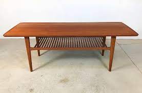 Vidaxl solid teak coffee table with resin inlay living room side end furniture. Vintage Danish Teak Coffee Table With Slatted Tray 1960s 102238