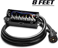Wiring a trailer's brakes and lights is easy with the right adapter. Amazon Com Opl5 8 Feet 7 Way Trailer Plug Waterproof Heavy Duty Inline Trailer Cord With 7 Gang Wiring Junction Box 8 Feet Trailer Wiring Harness Cable For Campers Caravans Food Vans Weatherproof Automotive