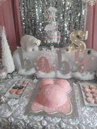 A Snowflake Is On The Way Baby Shower Party Ideas Photo 2 Of 14 Catch My Party Snowflake Baby Shower Winter Wonderland Baby Shower Baby Shower Winter
