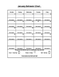 Monthly Homework And Behavior Chart