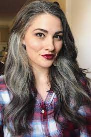 I am looking for a hair colour that will just colour the brown and not the grey/silver. How To Get And Take Care Of The Salt And Pepper Hair Trend Grey Hair Inspiration Long Gray Hair Blending Gray Hair