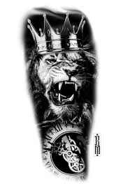 Lion Crown Clock Design Pocekt Watch Clockface Black And Grey Design Digital Tattoo Tatuagem Leao Tatuagem Tatuagens Fortes