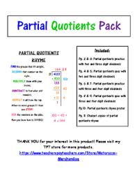 Partial Quotient Pack With Catchy Rhyme Partial Quotients Partial Quotient Anchor Chart Creative Math