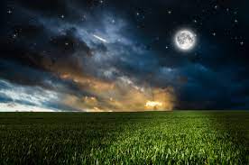 Green Grass Field And Full Moon Greens Field The Sky Grass Clouds Night The Moon Photoshop Stars 4k Wallpaper Hdwallpa Moon Scenery Scenery Landscape
