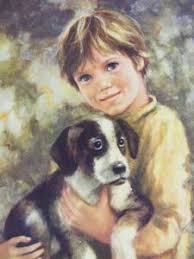 Classic Boy With His Puppy Dog Vintage Framed Art By C Mitchell Vintage Framed Art Dog Art Puppy Art