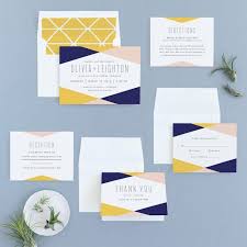 Minimal Mod Wedding Invitation In Lemon Modern And Geometric Available At Mod Wedding Invitations Minimal Wedding Invitation Customizable Wedding Invitations