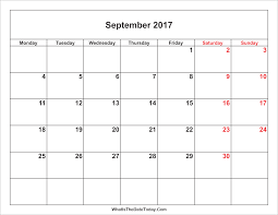 This printable september 2017 calendar is especially handy for looking up certain dates and their corresponding day of the week. September 2017 Calendar With Weekend Highlight Whatisthedatetoday Com