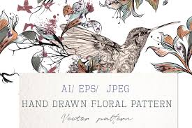 Download Vector Hand Drawn Hummingbirds Pattern Graphic By Fleurartmariia Creative Fabrica PSD Mockup Templates