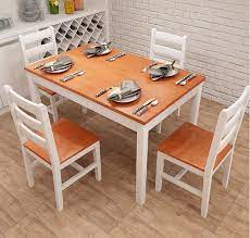 Four matching chairs and a round table are included in this set. Solid Wood Dining Table Chair Set Stol Obedennyj Combination Dining Table Chair Set 1 Piece Dining Table 4 Pieces Chairs Set Dining Tables Aliexpress