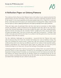 A Reflection Paper On Gintong Pamana Phdessay Com