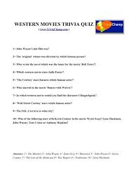 Read on for some hilarious trivia questions that will make your brain and your funny bone work overtime. Western Movies Trivia Quiz Trivia Champ