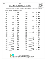Best maths practice game to train your brain & is designed for all ages including kids, girls and boys, adults including parents and grandparents. Free Multiplication Worksheets 6 7 8 9 Times Tables 3 Gif 780 1009 Math Multiplication Worksheets Multiplication Fun Math Worksheets