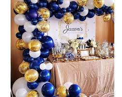 Navy Blue Gold Stars Garland Love You To The Moon And Back Etsy In 2020 Navy Party Decorations Birthday Party Decorations Blue Party Decorations