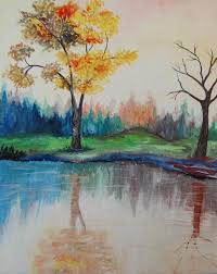 Buy paint brushes posters designed by millions of artists and iconic brands from all over the world. Reflection 15 X 22 Landscape Vertical Poster Colour Painting On Canvas Board 100 Hand Painted Original Paintings In India