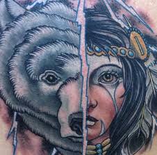 Magical Bear Lady Tattoo by Matt Lentz #bear #tattoo #magic #polarbear  #lady #native #neotraditionaltatt…