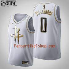 Wenn sie ein echter fan des spiels sind, gibt es nichts schöneres, als ihren lieblingsteams oder spielern zuzujubeln. Nba Houston Rockets Trikot Russell Westbrook 0 Nike 2019 2020 Weiss Golden Edition Swingman Kinder