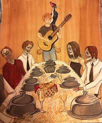 Zombie dinner party is a movie rigby wants to go see with mordecai, but mordecai turns it down to watch pajama sisters 2 with margaret.so rigby invites margaret instead. Media John Corey Whaley