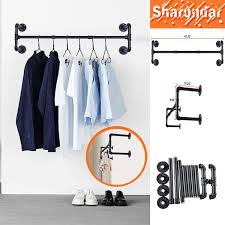 Maybe you would like to learn more about one of these? Sharondar Wall Mounted Clothes Rack Industrial Pipe Clothes Hanging Bar Space Saving Industrial Black Iron Pipe Shelf Brackets Wall Mounted Diy Shelving Brackets Hanging Custom Pipe Brackets For Floating Shelves 41 32x10 23x9 84inch Easy Assembly