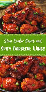 Slow Cooker Sweet And Spicy Barbecue Wings Chicken Wing Recipes Easy Appetizer Recipes Best Chicken Recipes