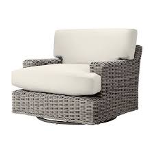 The Arhaus Wyatt Outdoor Swivel Chair In Weathered Grey With Cushions Features A Wicker Frame All Weather Upholstery Outdoor Swivel Chair Chair Outdoor Chairs