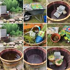 Jetzt Wird Es Nass Diy Miniteich Im Holzfass Elly S Do It Yourself In 2020 Miniteich Rustikaler Garten Holzfass