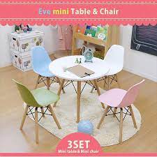 楽天市場 かわいいイームズタイプ キッズ用 キッズルームにおすすめ テーブルとチェアの3点セット キッズ テーブル 丸テーブル 白 北欧 ダイニングテーブル イームズタイプ 無垢脚 ミニテーブル いす 椅子 おしゃれ かわいい イヴミニ3点セット eve mini ハロー