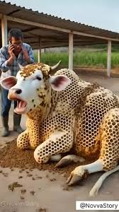 Cow surrounded by honeycomb bees saved by rescuers #humanity #animals  #cow#rescueanimals#pets | Viral page | Facebook