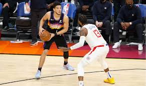 The los angeles clippers, led by forward kawhi leonard, face the phoenix suns, led by guard devin booker, in game 2 of the nba playoffs western conference finals on tuesday, june 22, 2021 (6/22/21. 0cbdwxisayzhqm