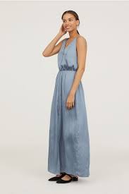 V Neck Maxi Dress Light Blue Grey Ladies H M Gb Dresses Maxi Dress Model Dress