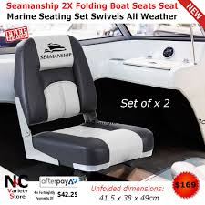 Seamanship 2x Folding Boat Seats Seat Marine Seating Set Swivels All Weather Folding Boat Boat Seats Swivel