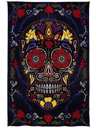 Find the best sugar skull design and image from our stunning collection. 3d Sugar Skull Day Of The Dead Tapestry Tablecloth Beach Sheet Wall Art Huge 60x90 Inches Two Colo Mexican Skull Art Sugar Skull Artwork Skull Wallpaper