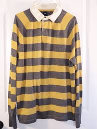 Black And Yellow Striped Shirt Mens Gap Rugby Polo Shirt Xl Mens Yellow Gray Cotton Long Sleeves Striped New Produk
